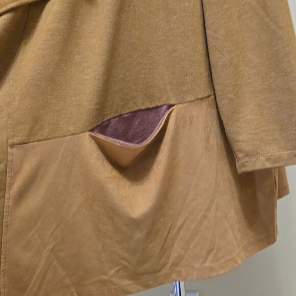 LOGO Lounge Drape Front Waterfall Cardigan 3X French Terry Faux Suede Western - Picture 8 of 13
